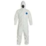 TY127S Series Coverall with Attached Hood, Zip Front and Elastic Wrists and Ankles, White, Large, 25 per Case redirect to product page
